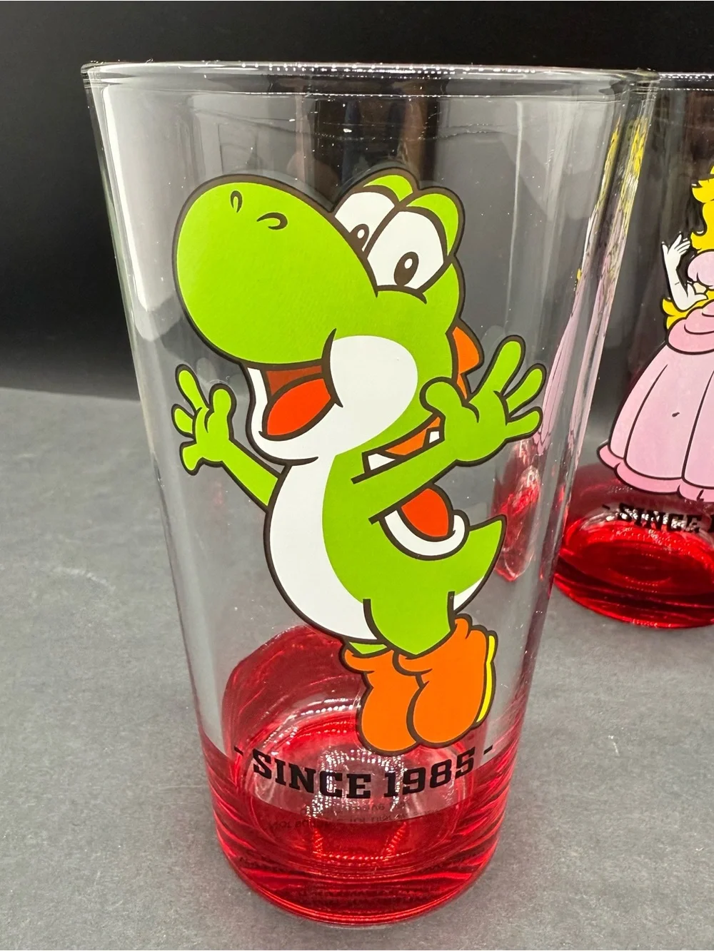 Super Mario Mario, Luigi, Princess Peach Pint Drinking Glasses Set of 3 Vintage